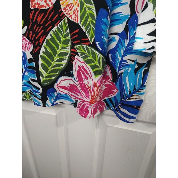 Shane Lee Inc Woman L* Blouse Tropical Hawaiian 3/4 Sleeve Stretch Vac Casual - Picture 6 of 8